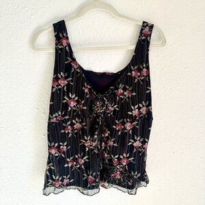 Floral Sleeveless Top - Black and Pink